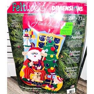 Dimensions Santa's Workshop Felt Jeweled Christmas Stocking Kit 28"